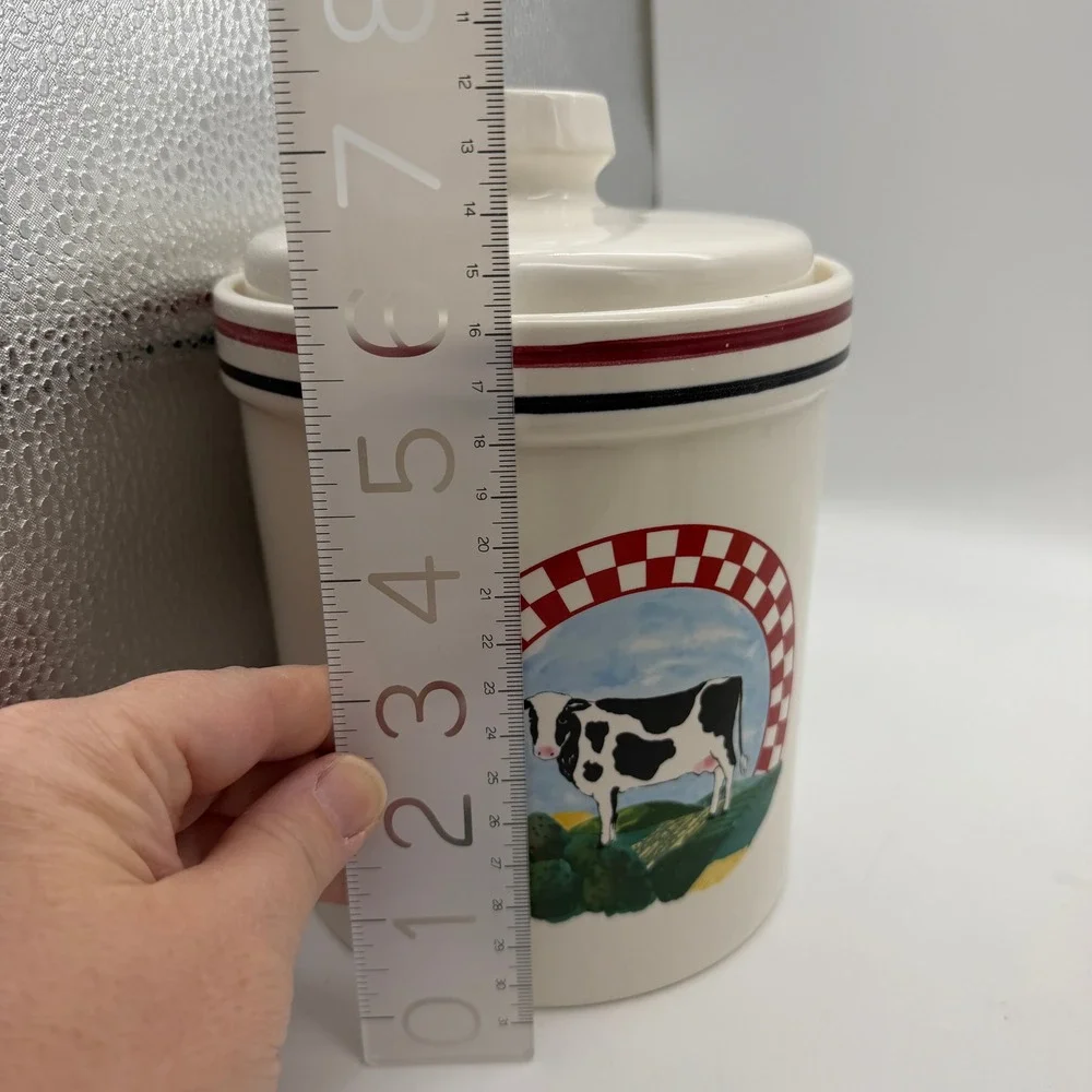 Vintage Frannys Farm Century Japan Cow kitchen canister set 3 Crocks